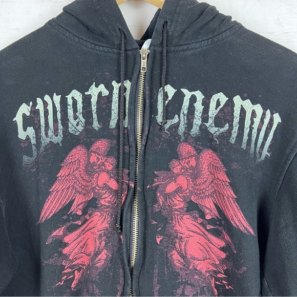 RARE Vintage Y2K Sworn Enemy Band Zip Hoodie Small - Picture 2 of 5